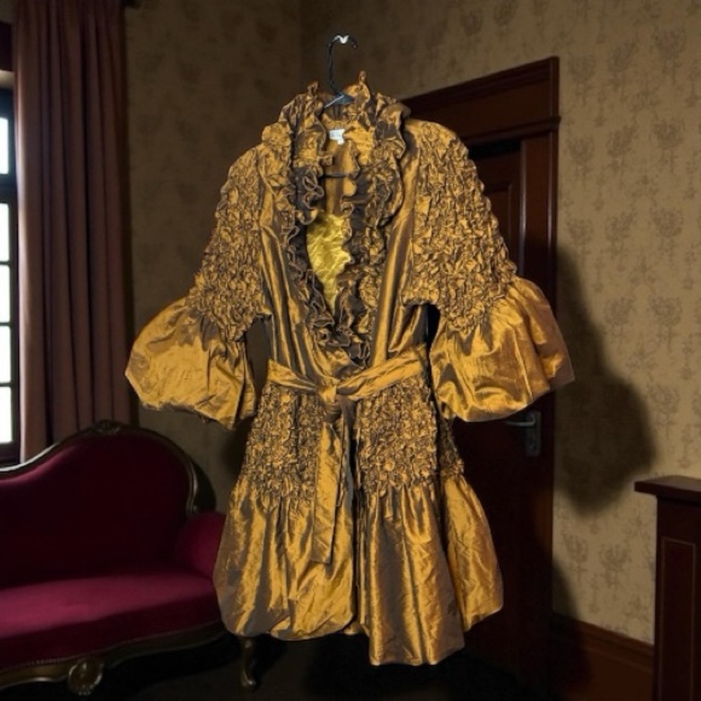 Chez Vouz de France Bronze Ruffled Coat Dress Ruffled Victorian 2X - Picture 5 of 5